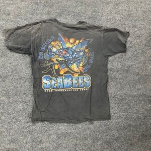 7.62 Design T-Shirt Mens Size XL Faded Black Distressed US Navy Seabees Military